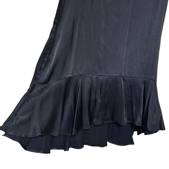 Zara Women’s Rose Embroidered Satin Knee Length Dress Black Size Small - Picture 5 of 9